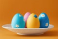 Colorful Easter eggs for holiday celebration, generative ai, pastelle color background