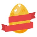 Colorful Easter eggs icon design with ribbon tape Royalty Free Stock Photo