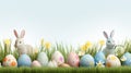 Colorful Easter eggs lined up in the grass. Perfect for spring holidays Royalty Free Stock Photo