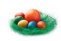 Colorful Easter Eggs with an orange