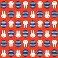 Colorful easter eggs and rabbit seamless pattern vector. Royalty Free Stock Photo