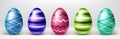 Colorful Easter eggs row, isolated vector objects Royalty Free Stock Photo