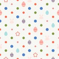 Colorful easter eggs, star, rabbit and dots seamless pattern. Royalty Free Stock Photo