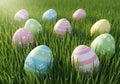 Colorful Easter eggs with various patterns, such as stripes and Royalty Free Stock Photo