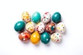 Colorful easter eggs on white background. Royalty Free Stock Photo