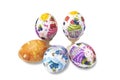 Colorful Easter eggs on white, isolate. Festive concept Royalty Free Stock Photo