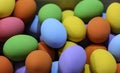 Colorful Easter eggs in the wooden box in blur background Royalty Free Stock Photo