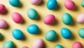 Colorful Easter Eggs on a yellow studio wallpaper background Royalty Free Stock Photo