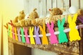 Colorful easter garland. Funny rabbits background Royalty Free Stock Photo