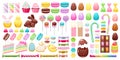 Colorful easter icons set vector illustration. Royalty Free Stock Photo