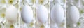 Colorful easter product collage with white vertical lines and bright light white style Royalty Free Stock Photo