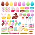 Colorful easter icons set vector illustration. Royalty Free Stock Photo