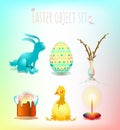 Colorful Easter symbol set