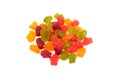 Colorful eat gummy bears jelly candy, isolated on white background. Royalty Free Stock Photo