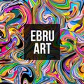 Colorful Ebru marbling texture. Watercolor abstract design. Vector illustration. Isolated on black background