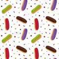 Colorful eclairs seamless pattern Royalty Free Stock Photo