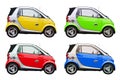 Colorful eco friendly smart cars isolated