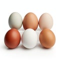 Colorful Egg Arrangement On White Background - Farm Aesthetics Royalty Free Stock Photo
