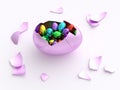 Colorful egg crack opened with eggs Royalty Free Stock Photo