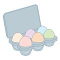 Colorful eggs in box on white background Royalty Free Stock Photo