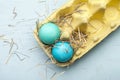 Colorful eggs in boxes. Happy Easter. Easter eggs. Royalty Free Stock Photo