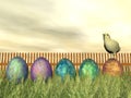 Colorful eggs for easter - 3D render Royalty Free Stock Photo