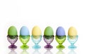 Colorful Eggs in Glass Eggcups