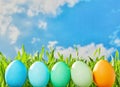 Colorful eggs row Royalty Free Stock Photo