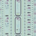 Ancient egyptian motifs seamless pattern. Ethnic hieroglyph symbols fabric print Royalty Free Stock Photo