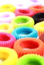 Colorful elastic hair bands vertical frame.