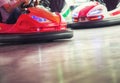 Colorful electric bumper car in autodrom in the fairground attractions at amusement park