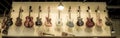 Electric Guitars hanging in a row Royalty Free Stock Photo