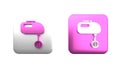 Colorful Electric mixer icon isolated on white background. Kitchen blender. Square button. 3D render illustration Royalty Free Stock Photo