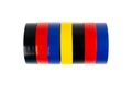 Electrical Tape Isolated, Plastic Duct Tape Rolls, Colored Adhesive Tapes on White Background Royalty Free Stock Photo