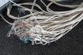 Colorful electrical wire used in telecommunication internet cable network and computer system Royalty Free Stock Photo