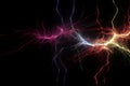 colorful Electricity effects on black background generative AI