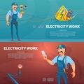 Colorful Electricity Work Horizontal Banners Royalty Free Stock Photo