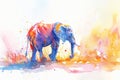 Colorful Elephant art. Watercolor illustration of elephant with a vibrant abstract background. Concept of bright design Royalty Free Stock Photo