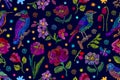 Colorful embroidered texture inspired by folk art. Royalty Free Stock Photo