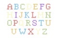 Colorful Embroidering Cross stitch kids alphabet. Made in vector