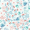 Colorful Embroidery Seamless pattern with liberty small flowers decoration vector illustration. hand drawn elements. design for