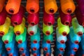 Colorful embroidery thread spool using in garment industry, row