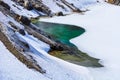 Colorful Emerald Lake in the Tongariro National Park, New Zealand Royalty Free Stock Photo