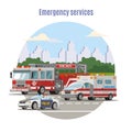 Colorful Emergency City Transport Concept Royalty Free Stock Photo