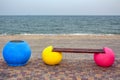 Colorful bench on the seaside Royalty Free Stock Photo