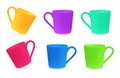 Colorful empty cups set isolated white, color drinking glasses Royalty Free Stock Photo