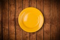 Colorful empty plate on grungy background table Royalty Free Stock Photo