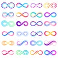 Colorful endless sign. Infinity symbol, limitless mobius strip and infinite loop possibilities vector concept