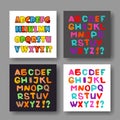 Colorful English alphabet on a gray background. Set.