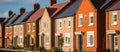 Colorful English style terraced houses. Concept of suburban life. Royalty Free Stock Photo